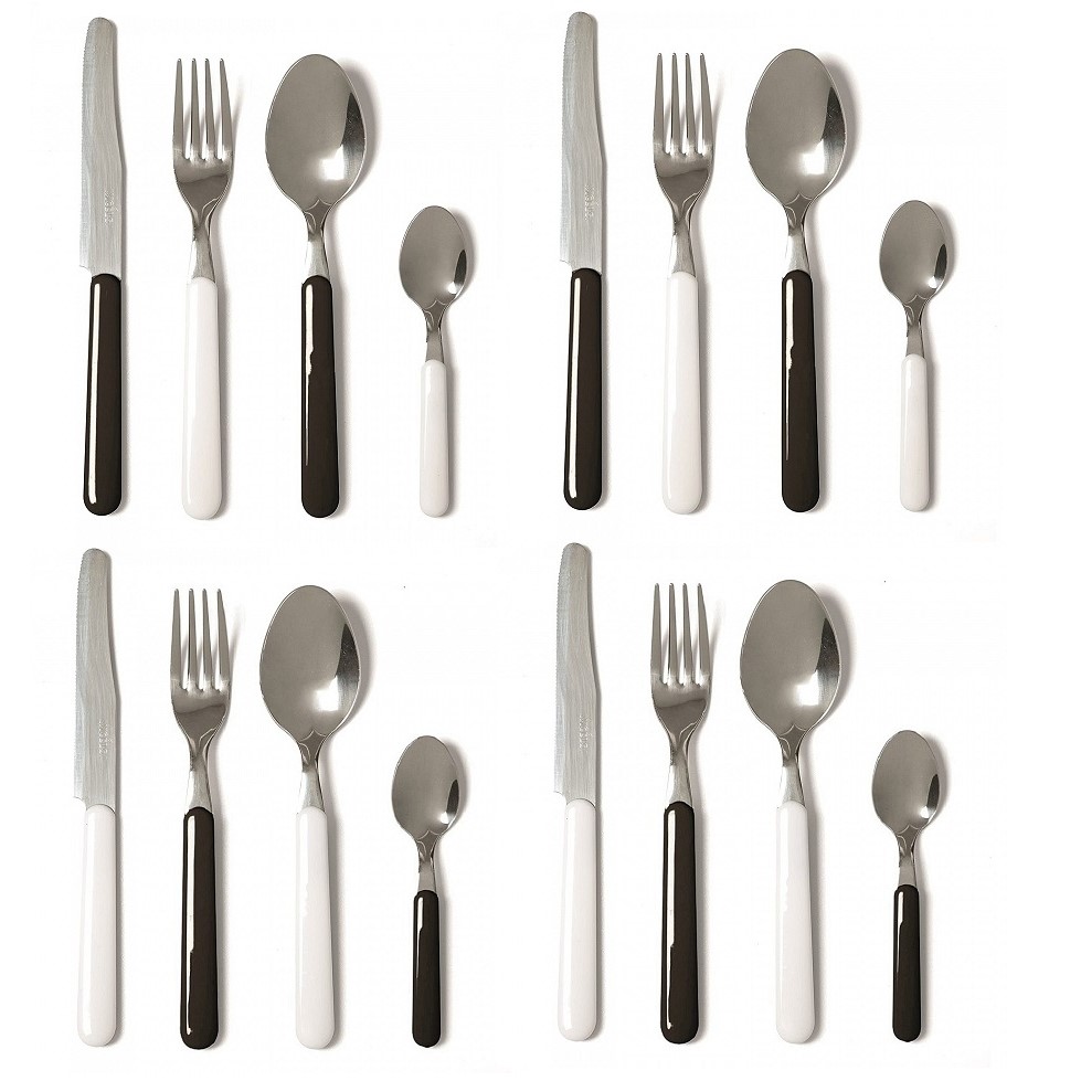 Acquista online Excelsa table service, plates, glasses, cutlery and cups black and white 60 pieces Excelsa